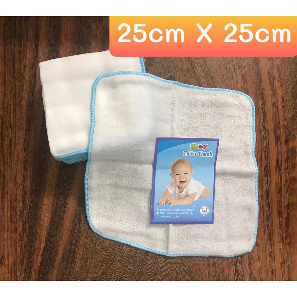 Combo 10 khăn gạc (sữa,mùng) khổ 25x25 ,4 lớp ,100% cotton ,thương hiệu THIÊN THANH , ảnh thật , bảo đảm giao đúng hàng