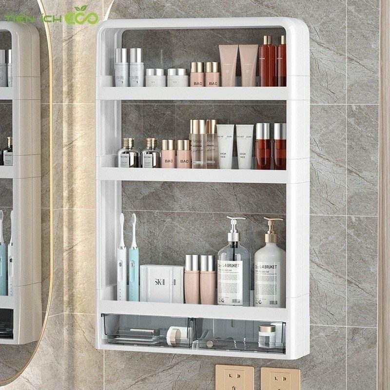 Kệ Đựng Gia Vị, Mỹ Phẩm Treo Tường Không Khoan Đục, Kệ Để Đồ Nhà Bếp