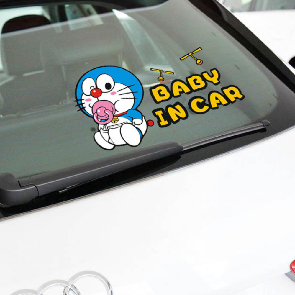 Doraemon Baby in car - Sticker transfer hình dán trang trí Xe hơi Ô tô size 18x11cm