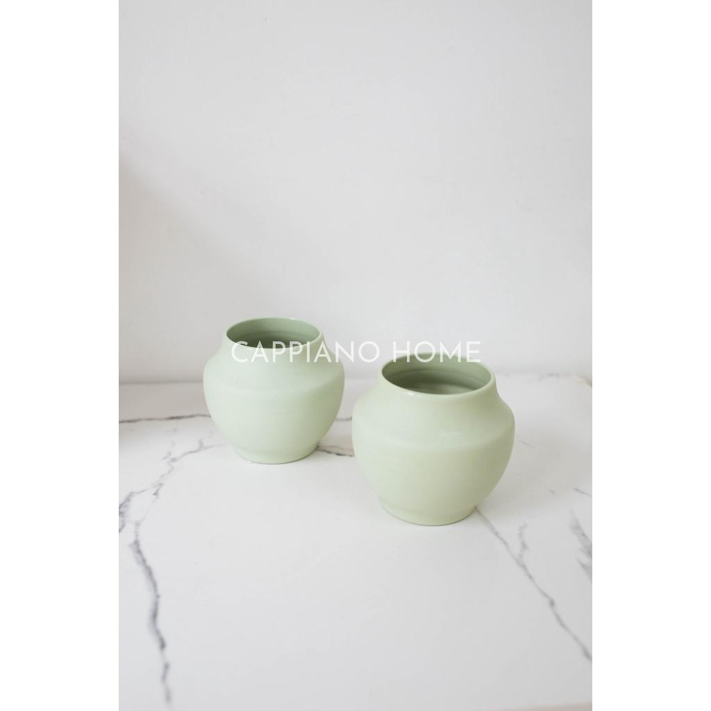 Chậu cây cảnh mini màu xanh mint, chậu sứ nhỏ decor trang trí nhà cửa | Cappiano Home