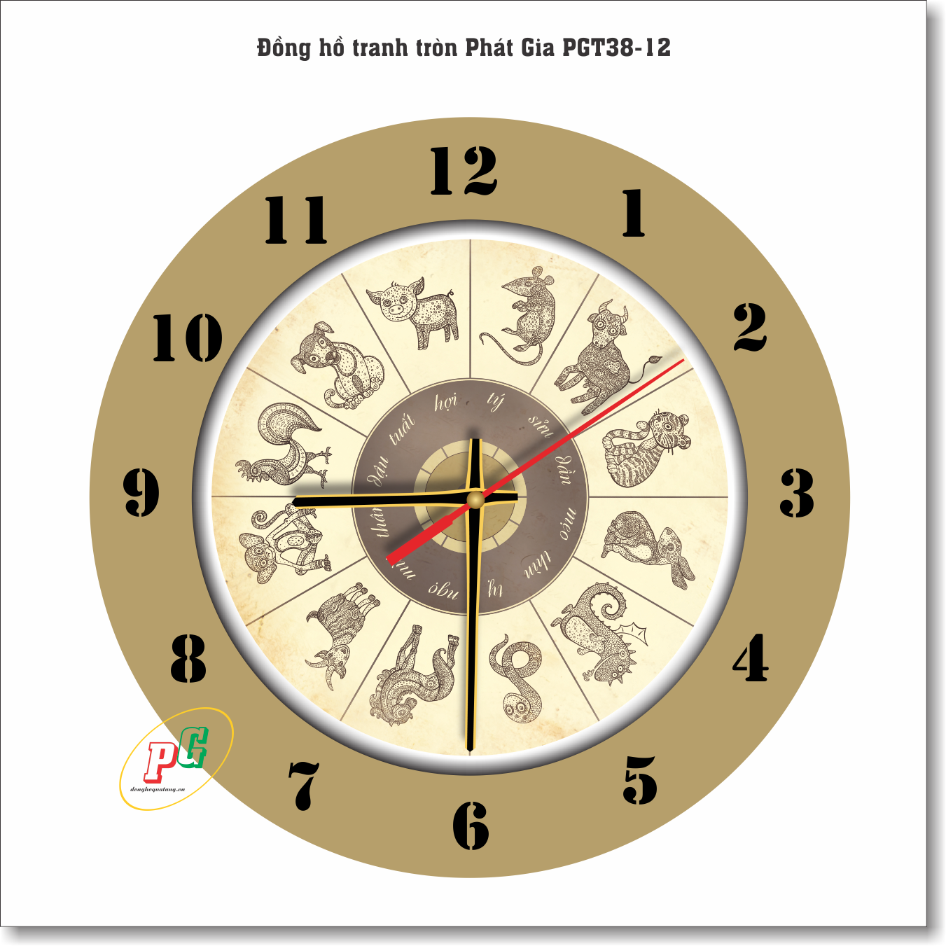 Đồng hồ treo tường, đồng hồ tranh treo tường, đồng hồ dạng tròn, đồng hồ độc lạ, đồng hồ treo phòng khách, phòng ngủ, nhà bếp, đồng hồ tranh quà tặng Phát Gia PGT38-12