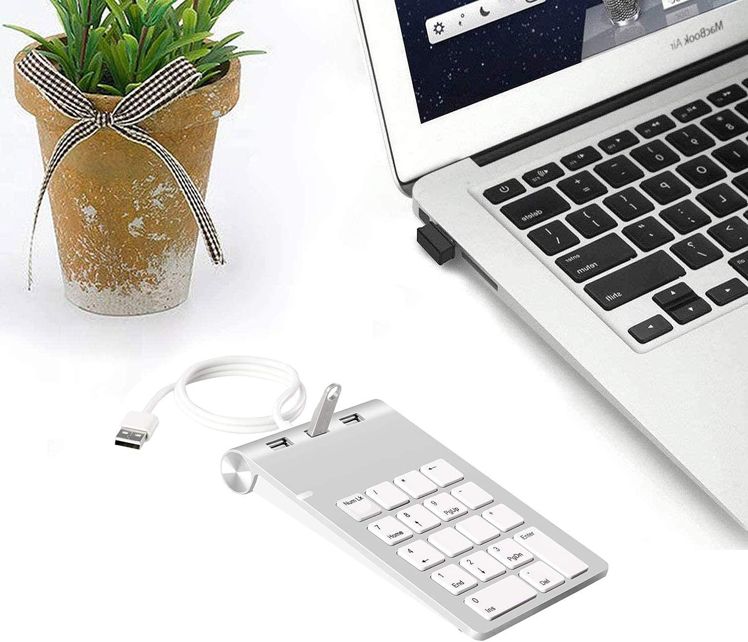 Bàn phím kỹ thuật số USB di động, bàn phím kỹ thuật số bên ngoài với 3 cổng USB 2.0 cho IMAC,  Air,  Pro, , Mac mini, PC và máy tính di động