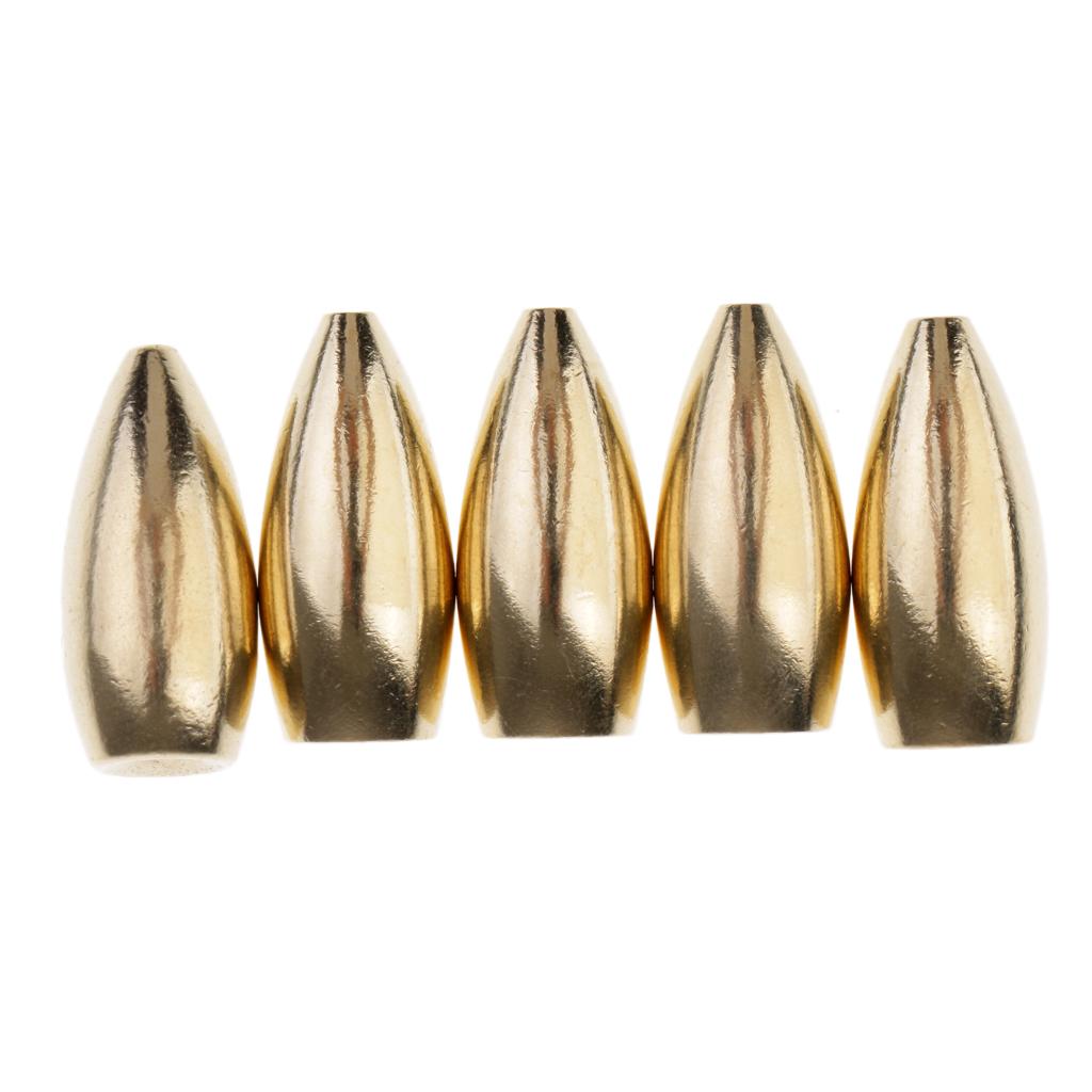 5Pcs Brass Weights Drop Shot Slider Sea Fishing Tackle Snag Sinkers 12g