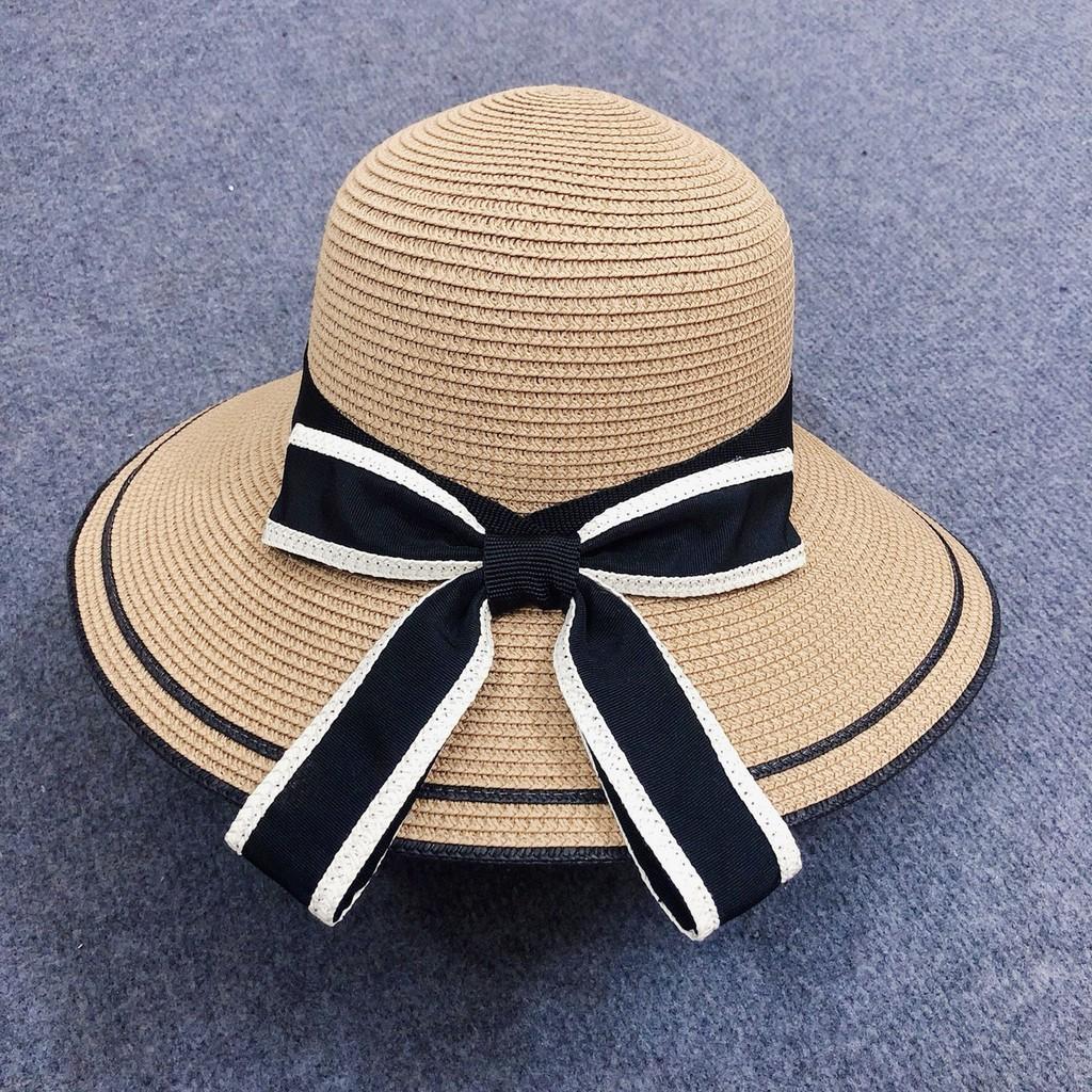 Mũ cói đi biển cho nữ cao cấp thắt nơ đẹp giá rẻ sang trọng siêu hot thời trang đẹp Vintage MC07