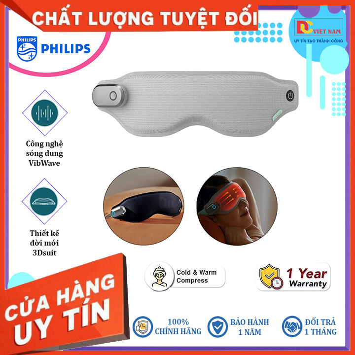 Máy massage mắt nóng và lạnh công nghệ 3Dsuit và VibWave. Thương hiệu Philips Hà Lan cao cấp