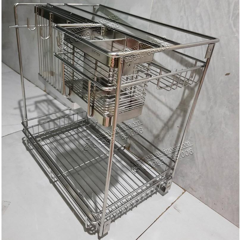 Kệ gia vị âm tủ, kệ gia vị đa năng lắp đặt âm tủ INOX 304 GVAM304
