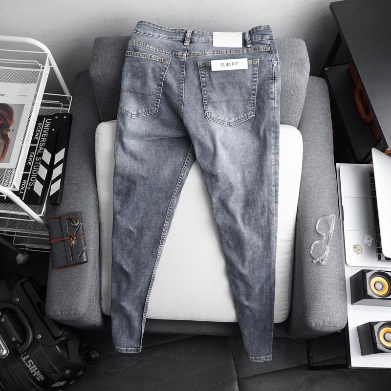 Quần jean nam ôm nhẹ hàng xuất dư jean co giãn