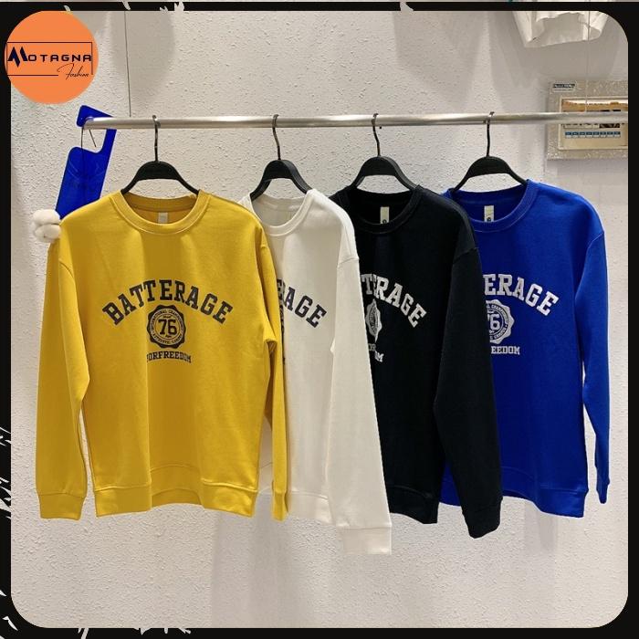 Áo sweater nam mịn đẹp, Áo nỉ tay dài chất đẹp hiện đại in ngực Battergare mã NZ695