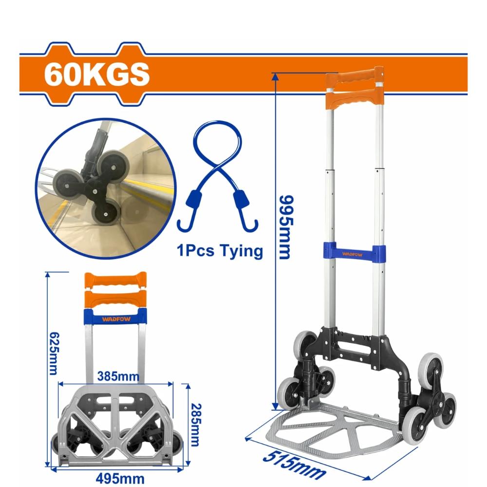 XE KÉO HÀNG 6 BÁNH LEO CẦU THANG 60KG WADFOW WWB6A06 - HÀNG CHÍNH HÃNG