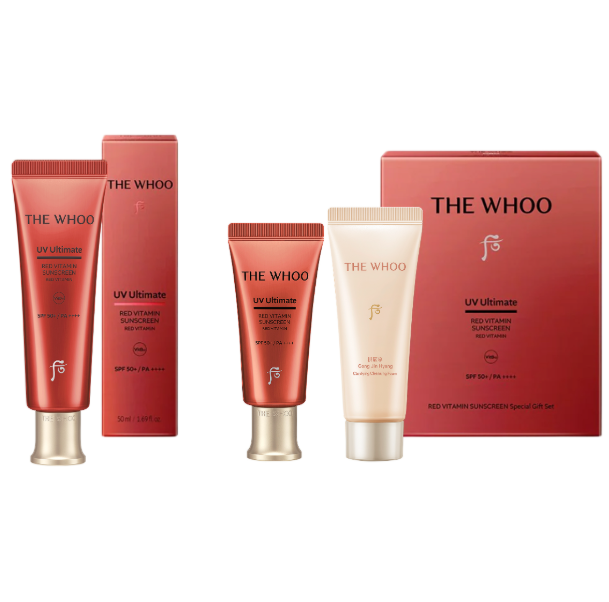 Bộ Tinh chất chống nắng chống lão hóa, chống oxy hóa làm dịu da The Whoo UV Red Vitamin Sunscreen set