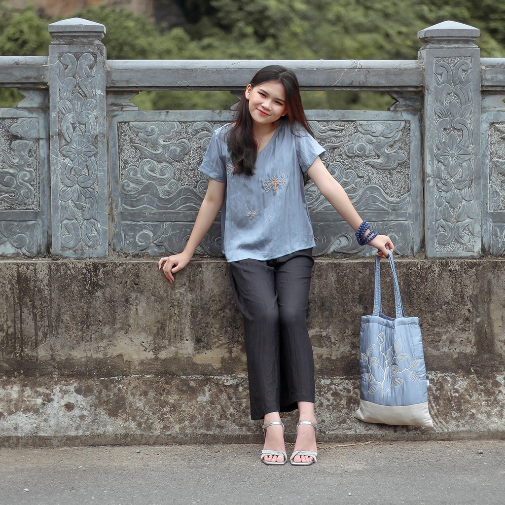 Túi Tote Lụa Tơ Tằm Thêu Tay
