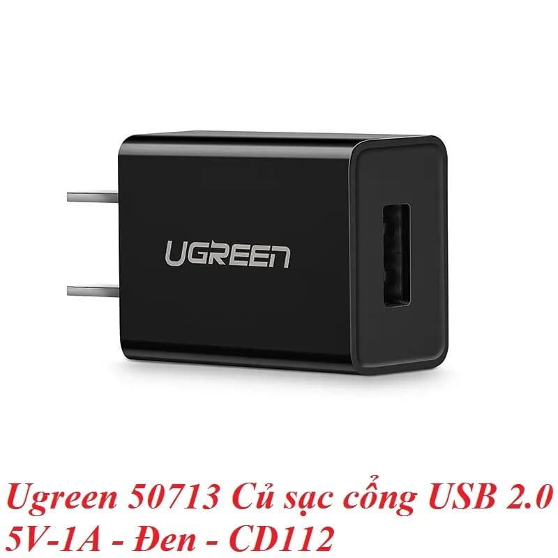 Ugreen UG50713CD112TK Màu Đen Củ sạc cổng USB 2.0 5V-1A - HÀNG CHÍNH HÃNG