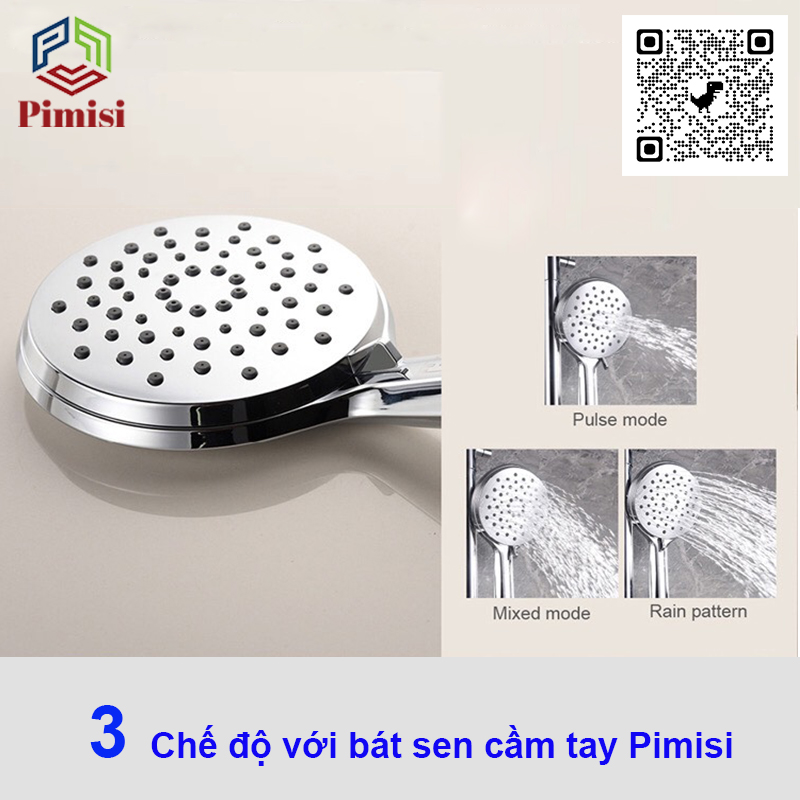 Bộ Vòi Hoa Sen Cây Tắm Đứng Nóng Lạnh Pimisi Đồng Thau Kiểu Thân Tròn - Cũ Vuông Cao Cấp Đầy Đủ Phụ Kiện Với Bát Sen To - Bát Nhỏ Cầm Tay Tăng Áp Nhẹ Công Nghệ Vòi Hoa Sen Nhật Bản Dùng Được Cho Cả Nhà Tắm Nhỏ Và Thấp | Hàng Chính Hãng