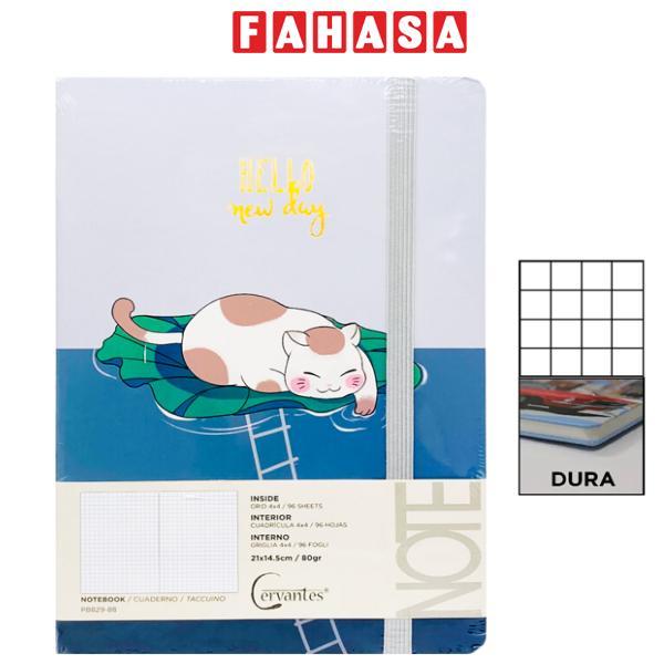 Sổ Ghi Chú Mèo Lười A5 - Kẻ Ô Vuông - 192 Trang 80gsm - Cervantes PB829-88 - Mẫu 3
