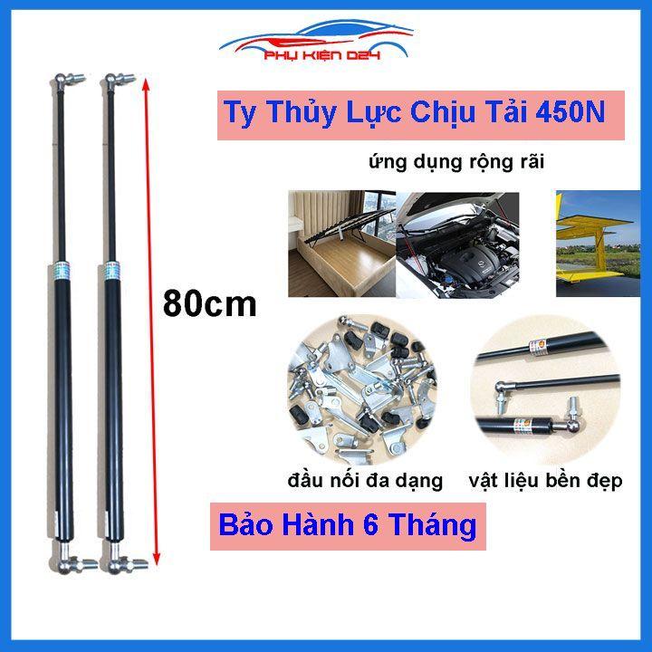 Bộ 2 ty ben thủy lực, ty cốp ô tô chống cửa chiều dài 80cm chịu tải 45kg-450N đầu kết nối đa dạng