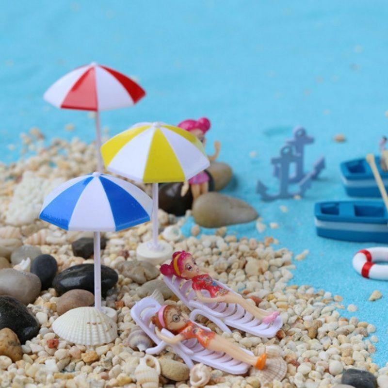 Mô hình ô che nắng nhiều màu sắc bãi biển trang trí tiểu cảnh