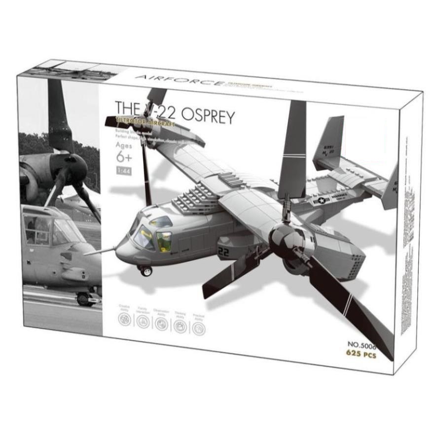 Lắp ráp Ghép Hình Máy Bay Vận Tải Chiến Đấu AIRFORCE V-22 OSPREY Cỡ Đại  625 Chi tiết, Nhựa ABS Siêu Bền Chắc, 5006