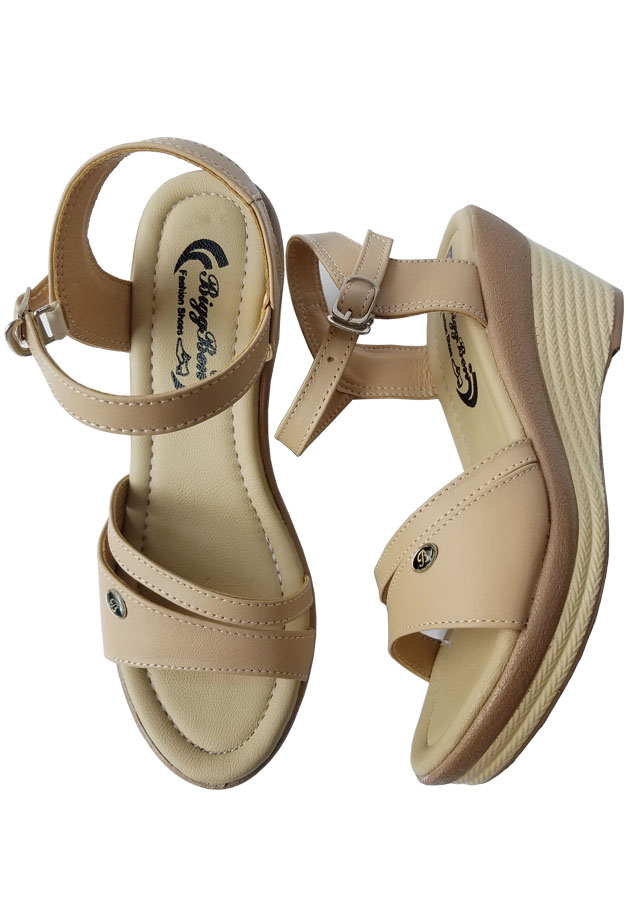 Giày sandal đế xuồng nữ da bò thật cao 9 phân HKT49