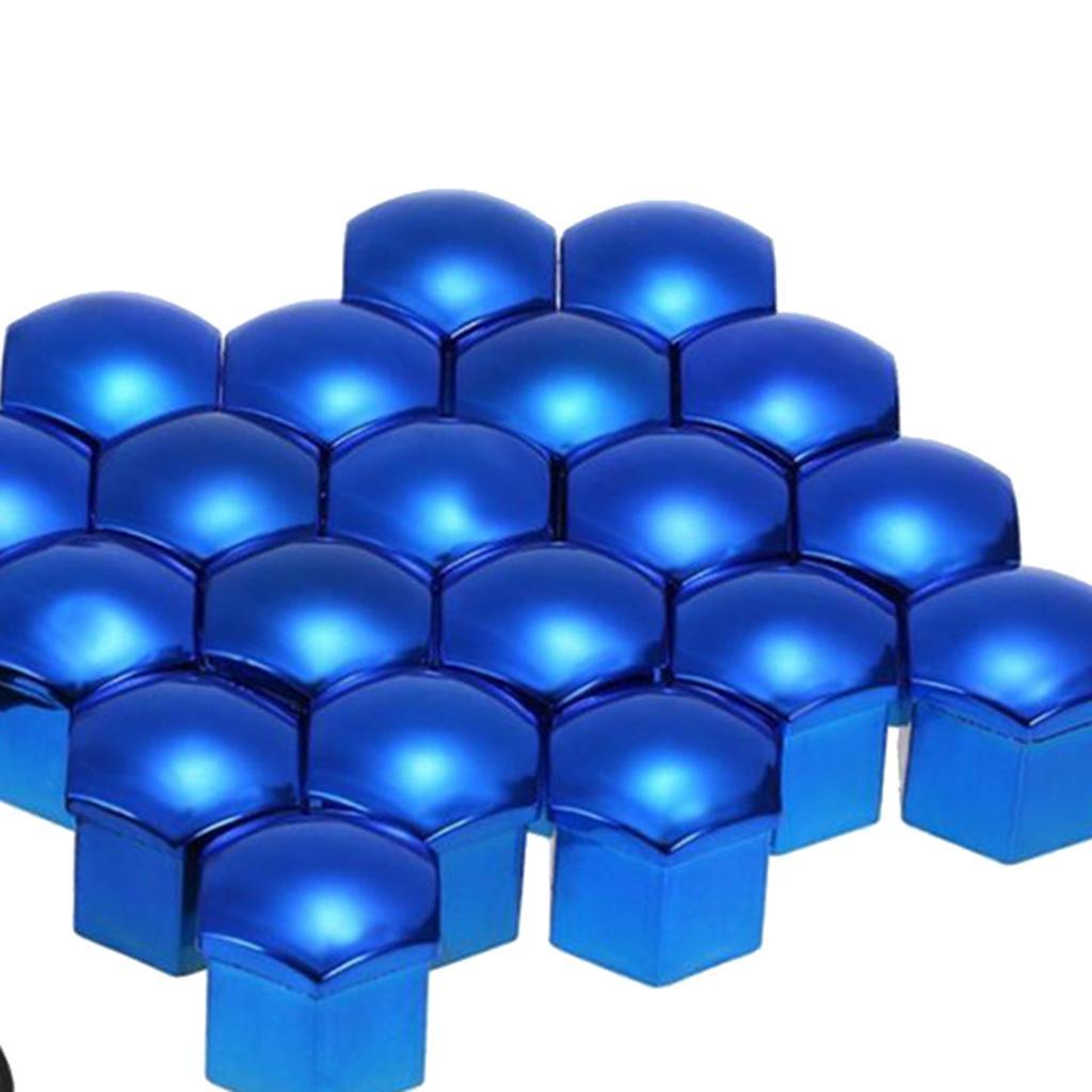 Set of 40, Deep Wheel Lug Auto Hub Tyre Screw Protector Blue + Red