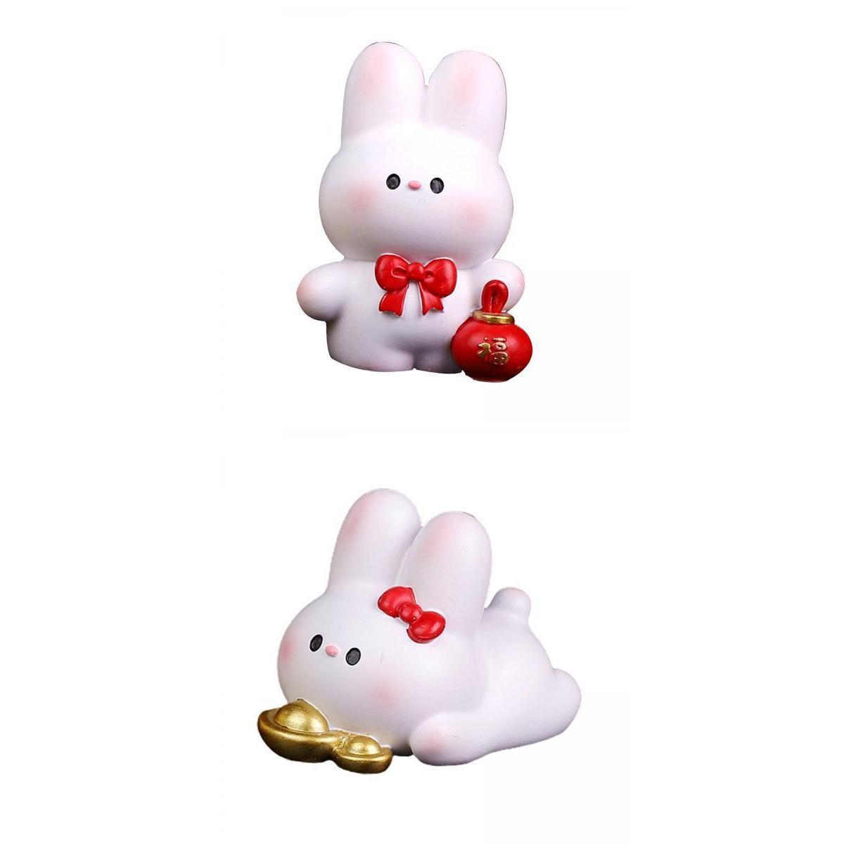 Resin Rabbit Figurine Car Dashboard Home Decor Rabbit Statue
