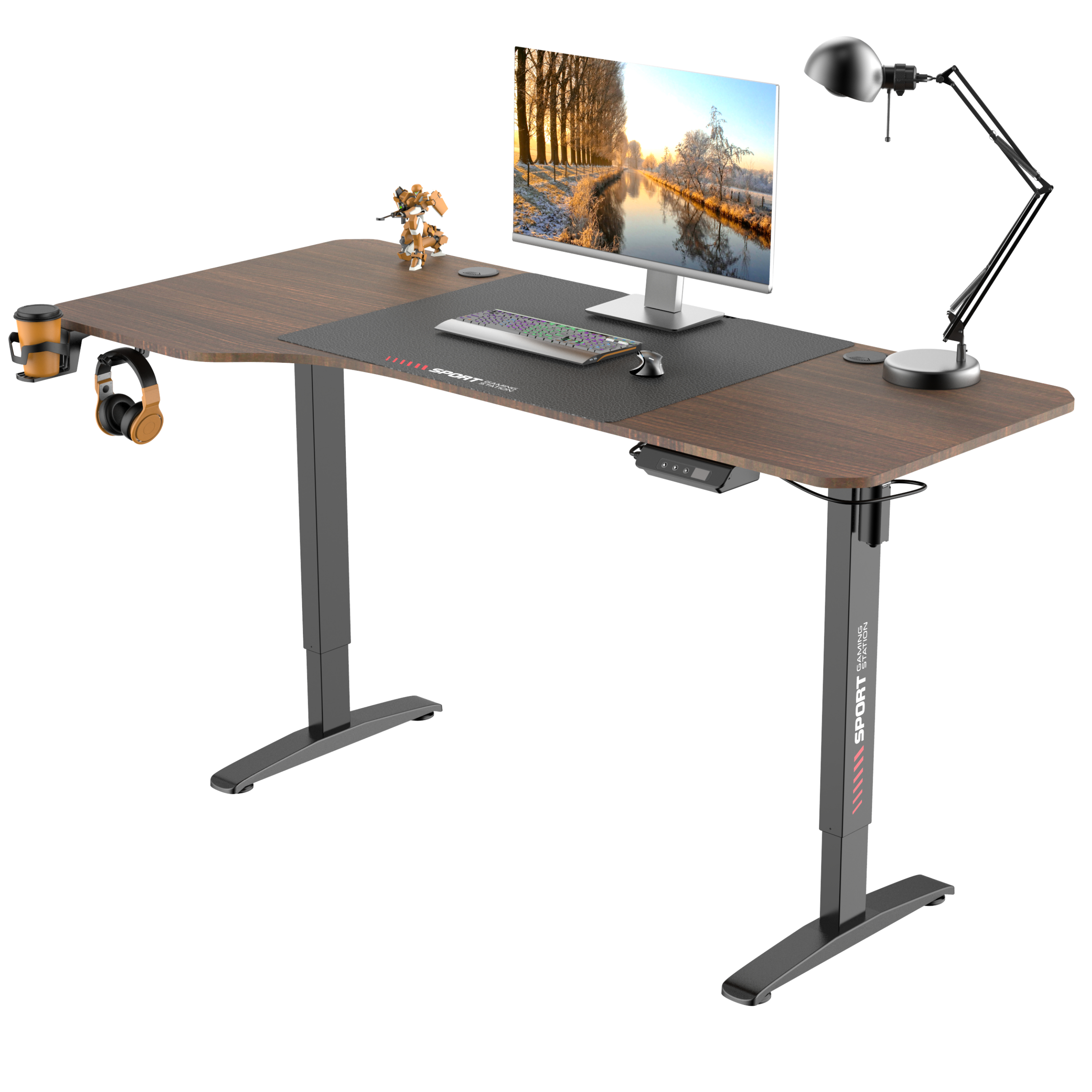 Bàn nâng hạ chiều cao thông minh iCockpit 1460 1675, tặng móc treo tai nghe, giá để ly nước