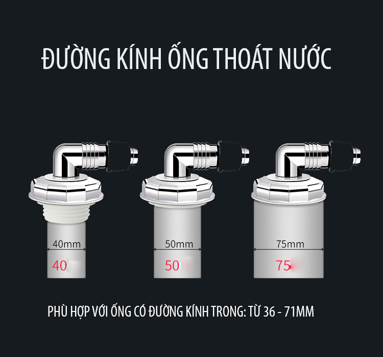 Đầu nối thoát nước máy giặt, thoát nước thải kiêm chống mùi hôi, ngăn côn trùng trào ngược lắp thoát sàn, ống PVC, bộ 2 chạc MIHOCO 3112