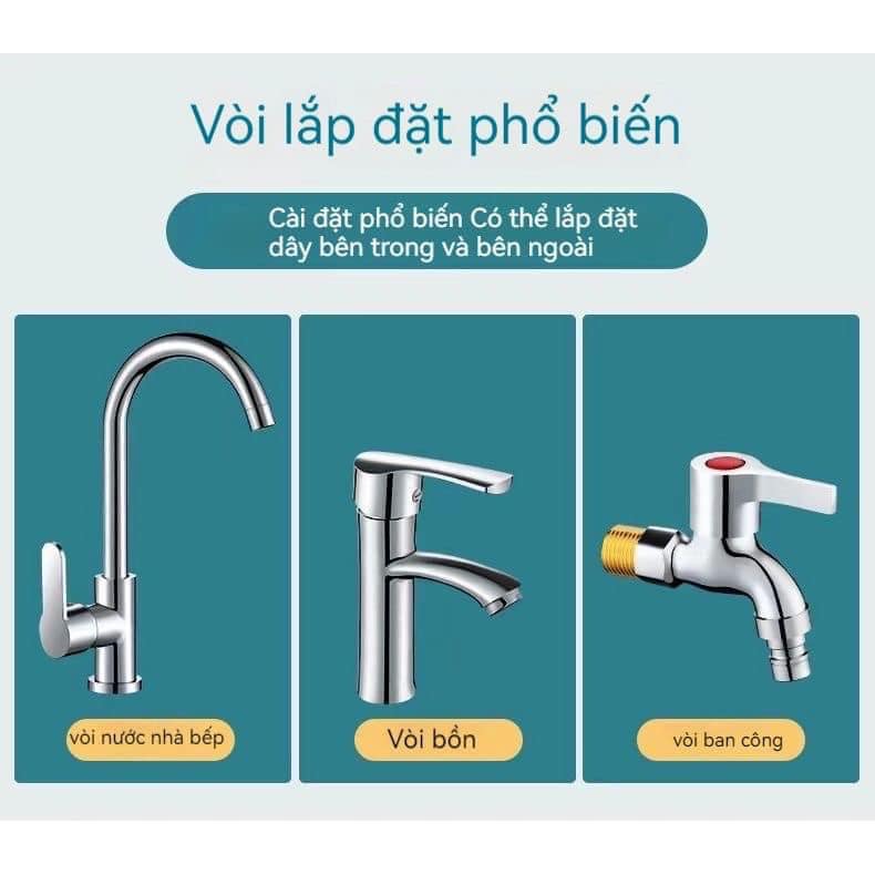 Loại Inox, Đầu Nối Vòi Nước Xoay 1080 Độ, Đầu Vòi Nước Thông Minh Lắp Bồn Rửa Mặt, Bồn Rửa Chén - Hàng Nhập Khẩu
