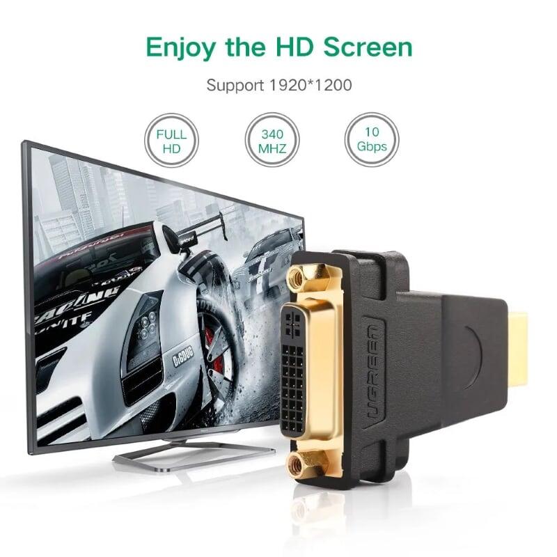 Ugreen UG2012320123TK Màu Đen Đầu chuyển đổi HDMI sang DVI 24 + 5 âm - HÀNG CHÍNH HÃNG