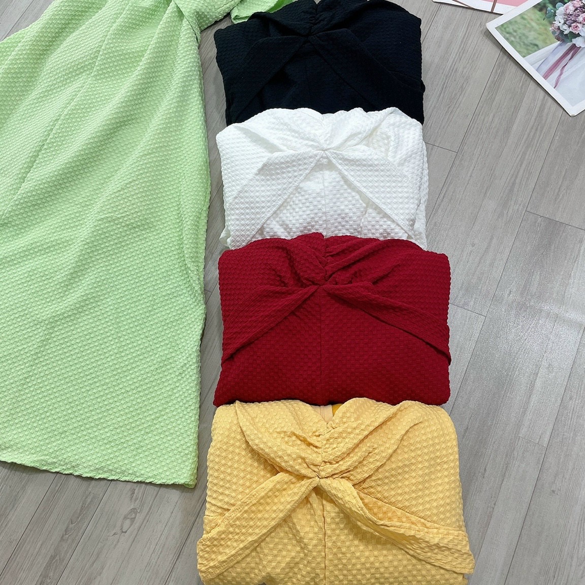 Đầm maxi nhún ngực xẻ trước - váy dự tiệc cổ v dây chéo bụng tiểu thư
