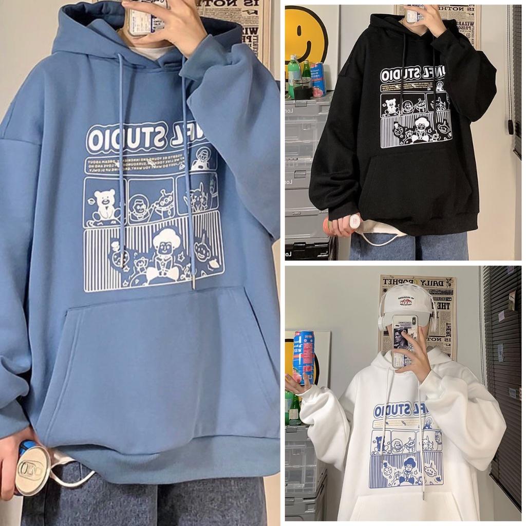 Áo hoodie unsiex in hình truyện tranh Unfl Studio, Áo hoodie nỉ bông form rộng Cao Cấp có mũ, hot trend - MiNhi Fashion
