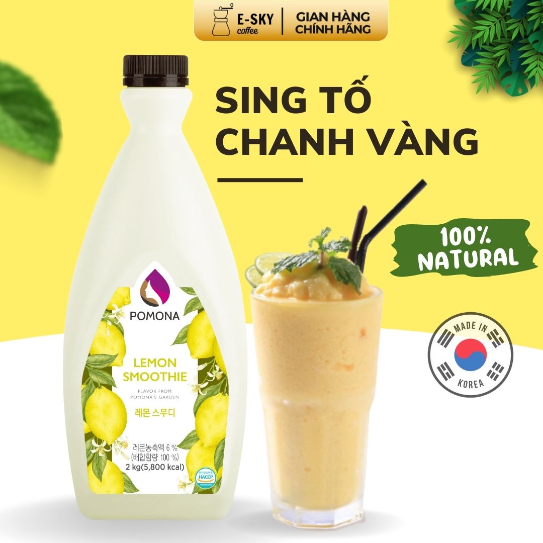 Mứt Chanh Pomona Lemon Smoothie Nguyên Liệu Pha Chế Hàn Quốc Chai 2kg