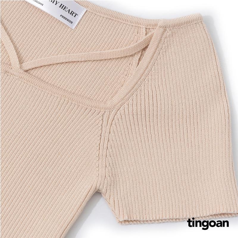 Áo len crop ngắn tay chéo dây nude tingoan MISSIN' U TOP/ND