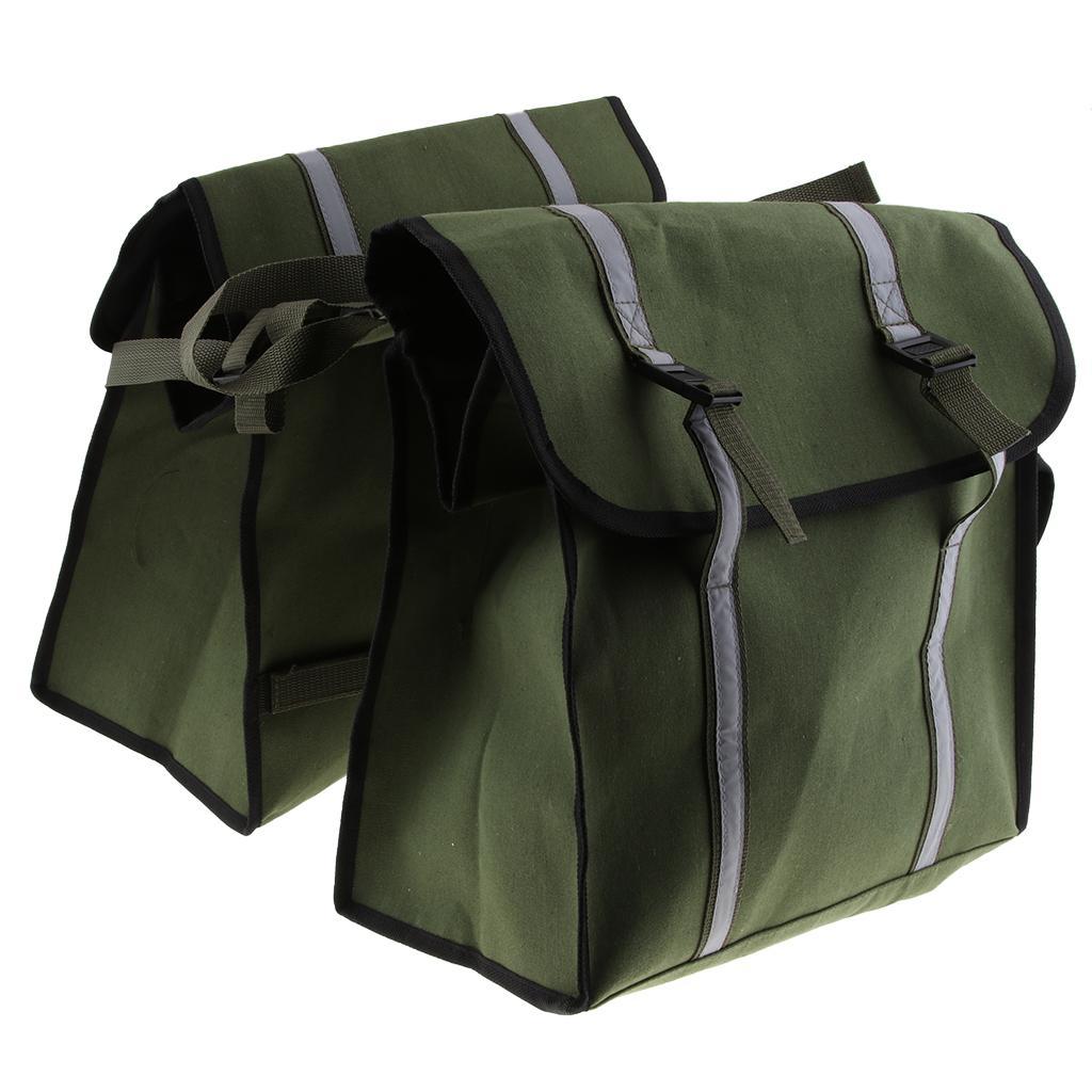 Classic Waterproof Canvas Motorcycle Pannier Luggage Saddle Bags  Green