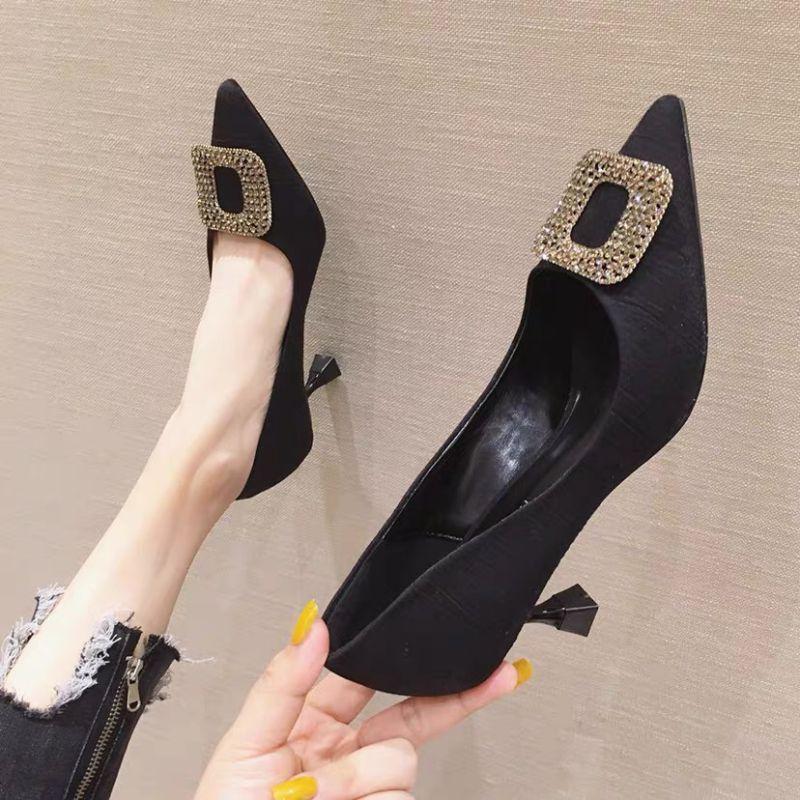 Giày Cao Gót 7 Phân Da Lì Đính Mặt Vuông 73223_153173