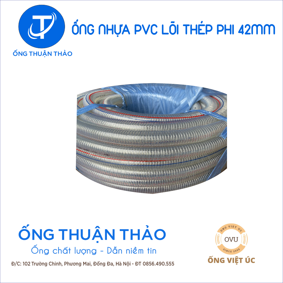 Ống Nhựa PVC Lõi Thép Phi 42mm CUỘN 50 MÉT- Hàng Nhập Khẩu