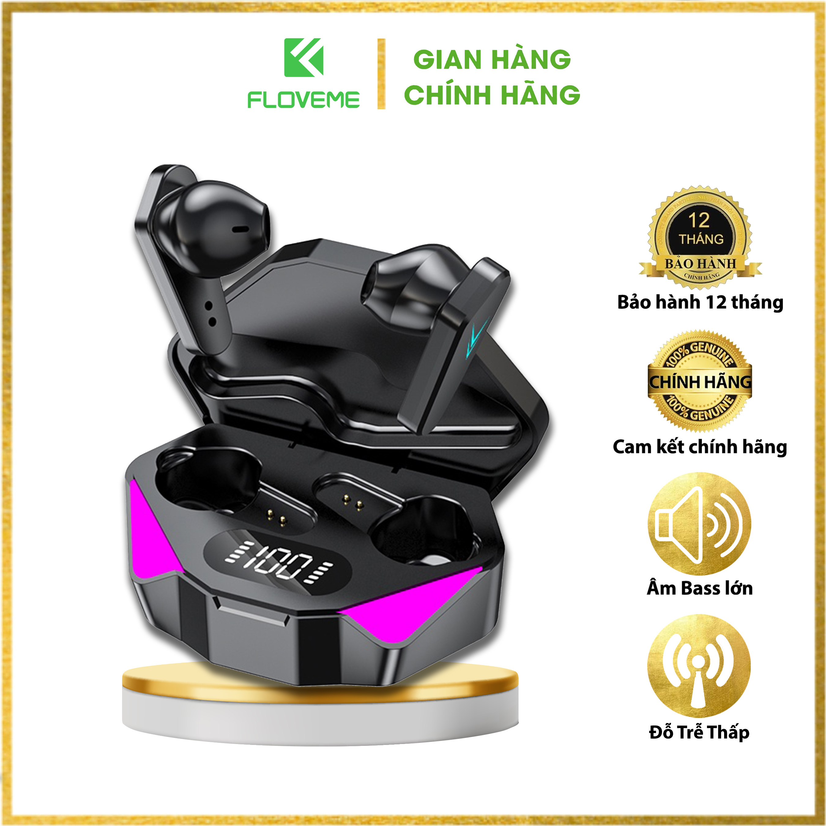 Tai nghe không dây gaming X15 TWS - Chống Thấm Nước IPX5 - Bluetooth 5.0 - Cảm biến chạm - Độ trễ thấp - Hàng chính hãng