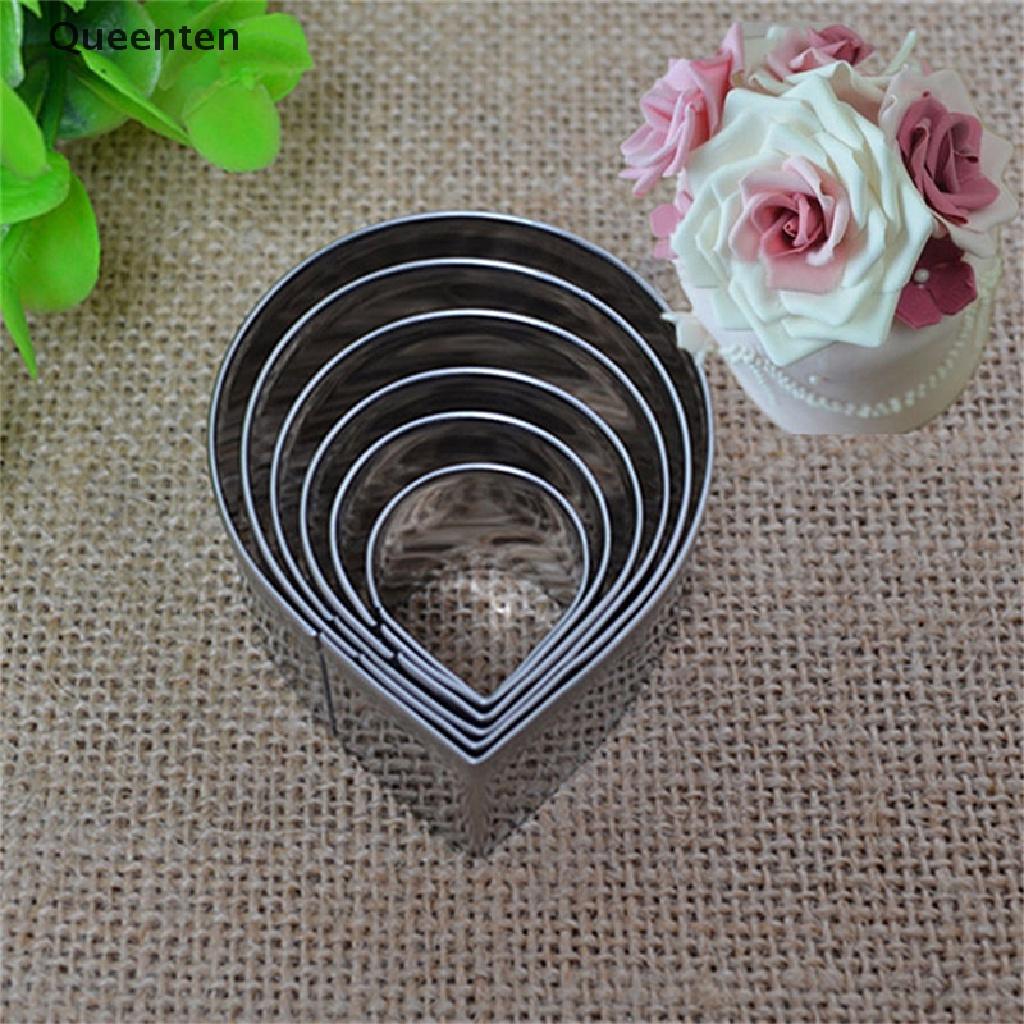 Queenten 6PCS/Set Rose Petal Mold for Cake Decor Fondant Sugarcraft Cutters Tools Mould QT