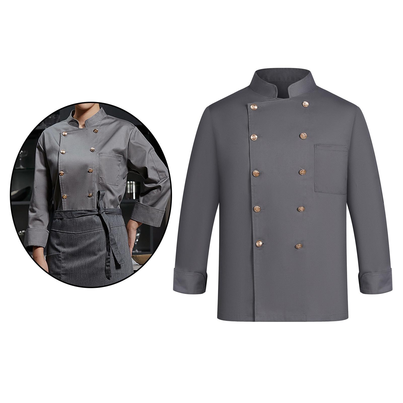 Chef Jacket Waiter Gray Wear Resistant Chef Coat for Kitchen
