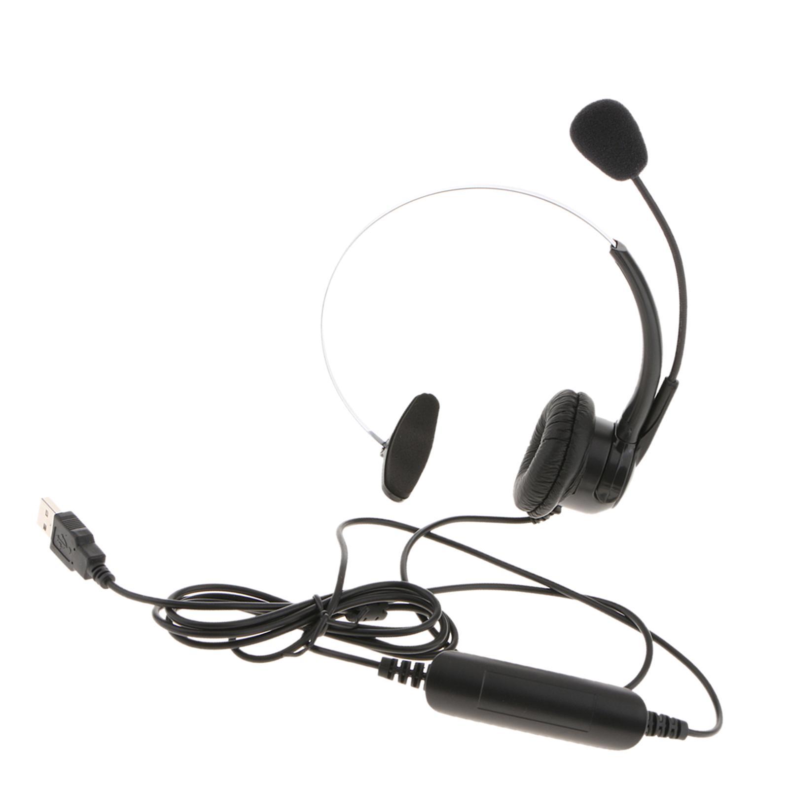 2 Pieces Hands Center Monaural USB Headset with Mic for Computer