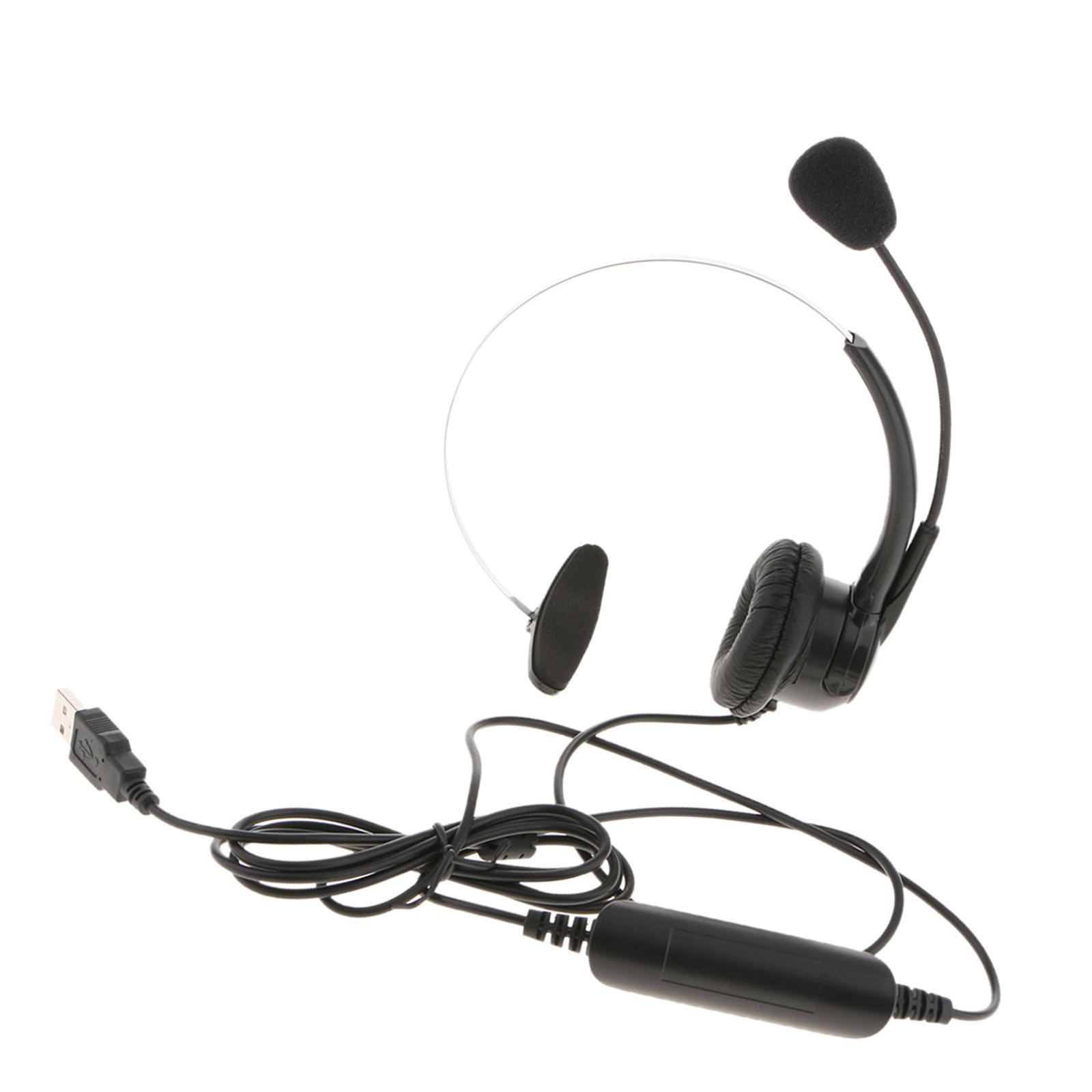 5Pcs Call Center Monaural USB Headset with Mic Microphone for Computer