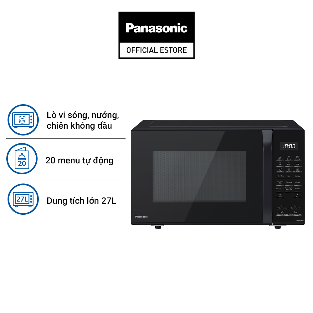 Lò vi sóng nướng đối lưu chiên không dầu Panasonic NN-CT65MBYUE – 20 thực đơn tự động – Dung tích 27L – Hàng chính hãng