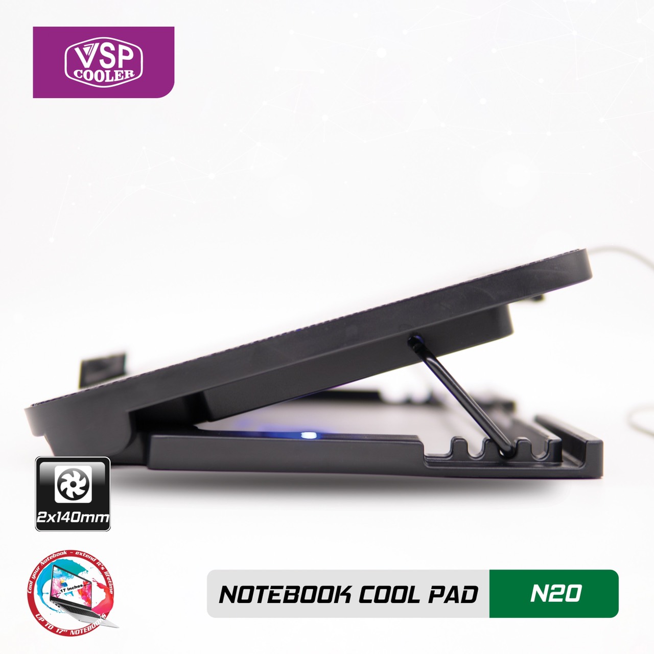 ĐẾ TẢN NHIỆT VSP COOLER N20 (2*Fan 14cm) - giao ngẫu nhiên - 1984 - hàng nhập khẩu