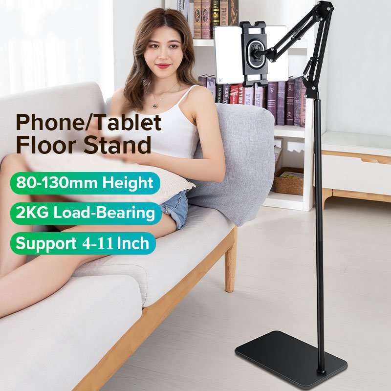 Giá đỡ máy tính bảng trên sàn chịu lực 2kg Giá đỡ lười cạnh giường có thể điều chỉnh 360 ° Tablet Floor Stand
