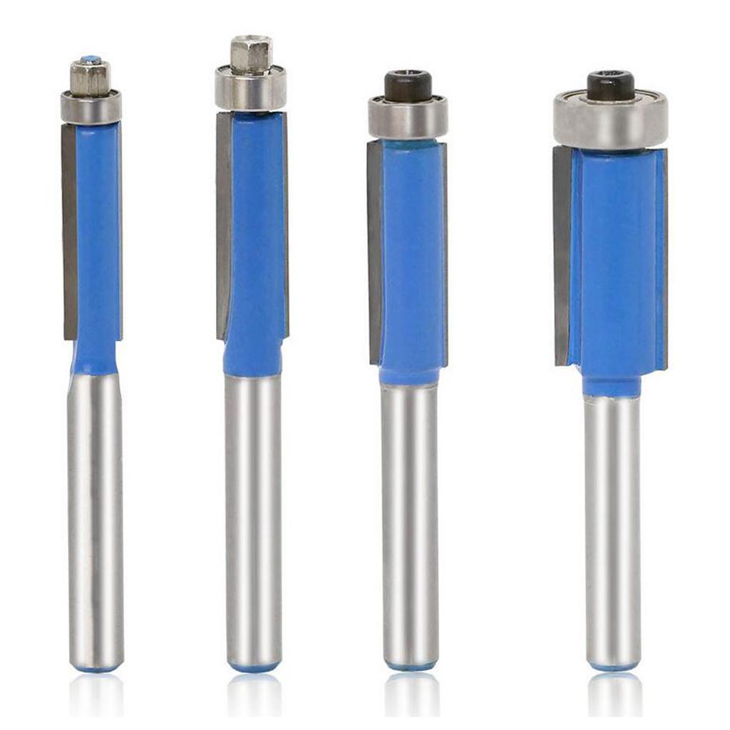 4pcs Durable Flush Trim Bit Carbide Tipped For 1/4" Shank Router Bit Set New