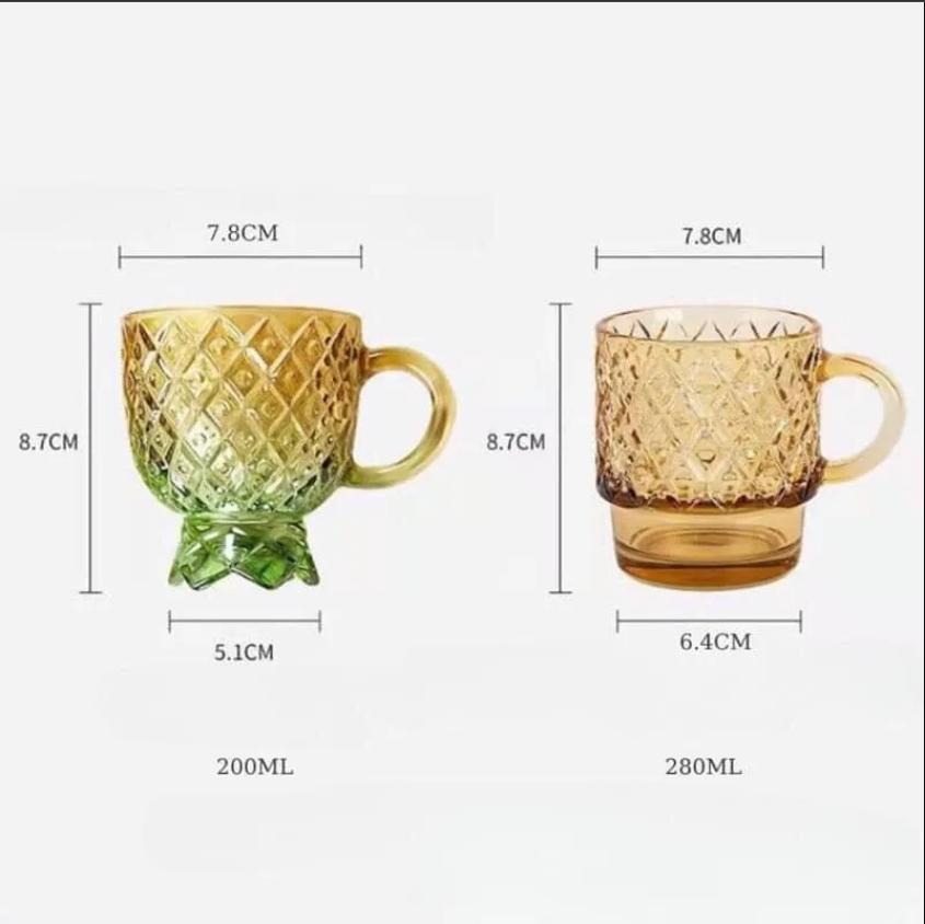 Bộ 4 Cốc Thuỷ Tinh Xếp Chồng Tạo Hình Quả Dứa Cao Cấp Dung Tích 260ml
