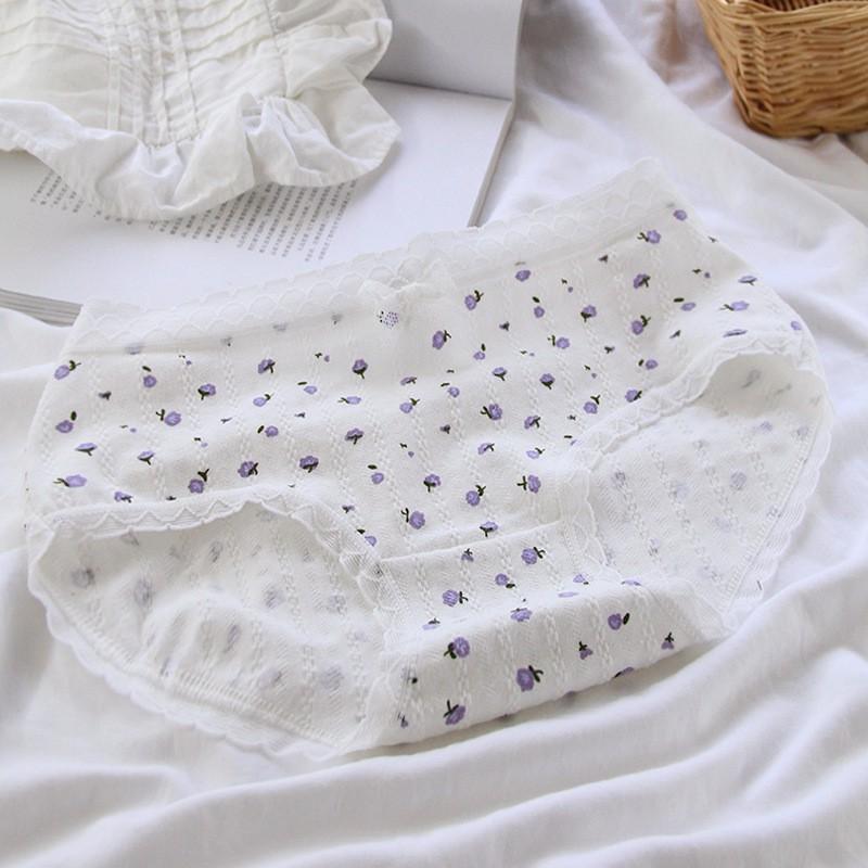 Quần Lót Cotton Co Dãn 4D Diên Vĩ Hoa Tím