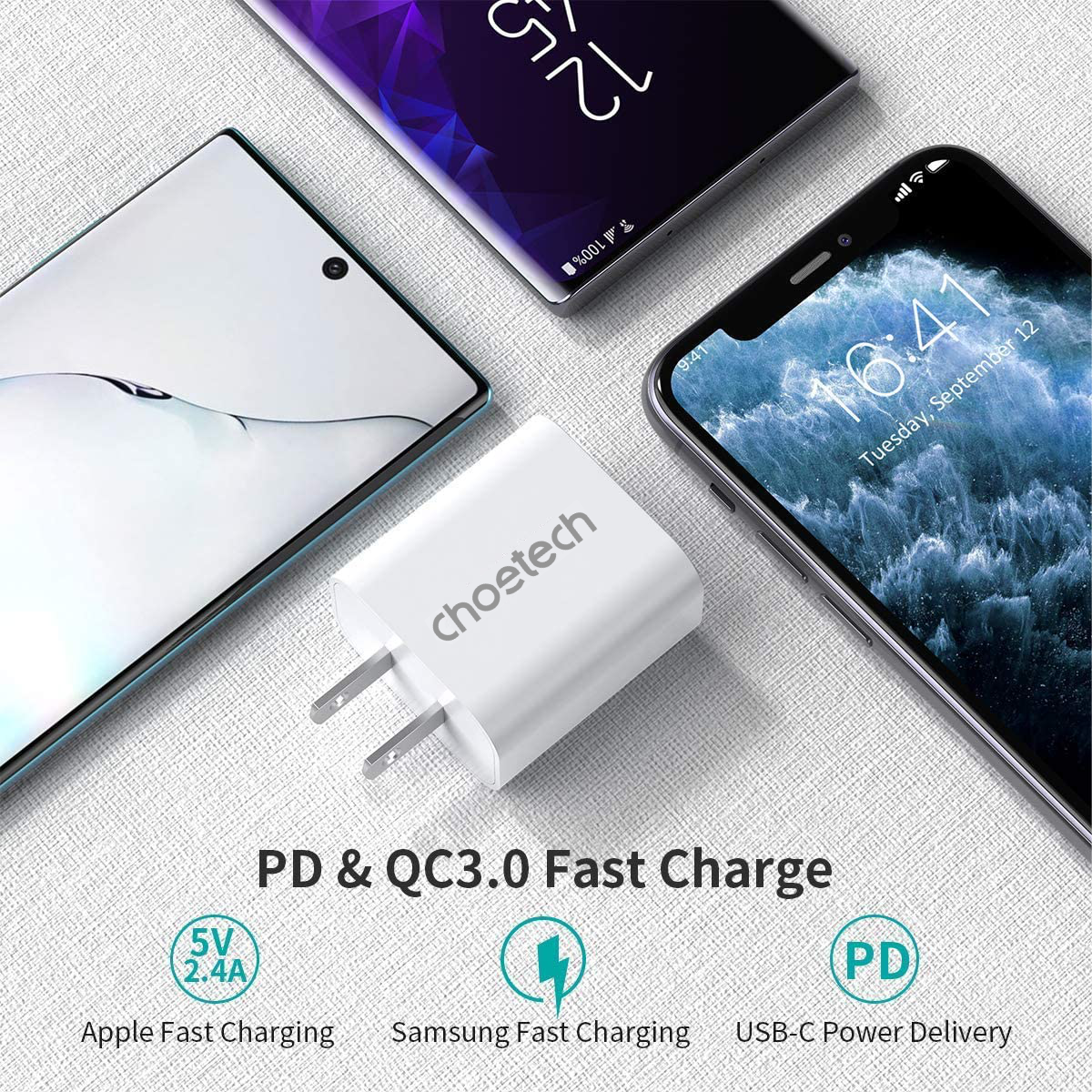 Adapter Củ Sạc CHOETECH PD5005 PD 20W Chuyên Sạc Nhanh iPhone, iPad - Hàng Chính Hãng