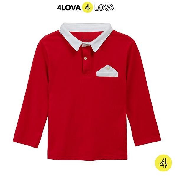 Áo polo dài tay cổ đức bé trai 4LOVA chất thun cotton co giãn mềm mại