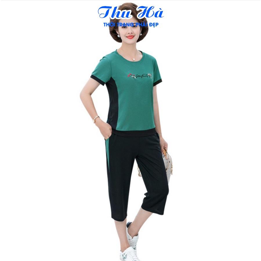 Đồ bộ mặc nhà nữ Thu Hà bộ đồ trung niên cho mẹ chất liệu Cotton mềm mát, thấm mồ hôi cực tốt ĐBH.26