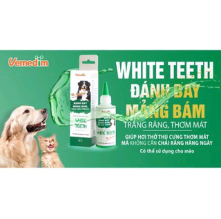 Nước vệ sinh răng miệng cho thú cưng White Teeth Vemedim - Đánh bay mảng bám
